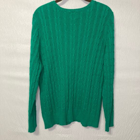 St. John’s Bay PXL Green Cable Knit Christmas Sweater Crewneck NWT Holiday - Picture 2 of 5